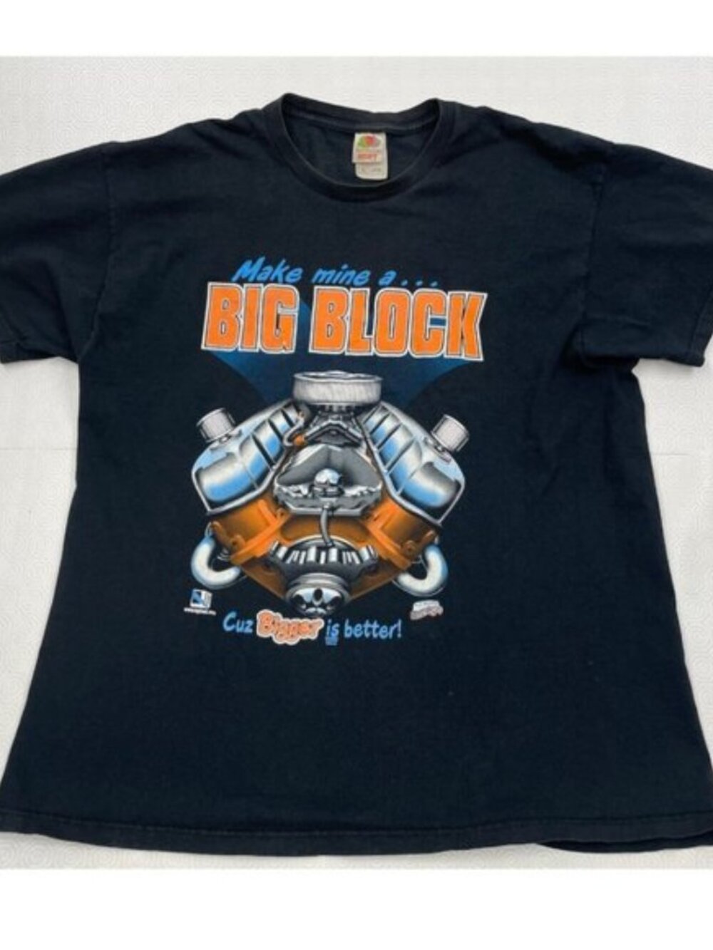 Vintage Fruit of the Loom Big Block Engine Car Racing Gearhead Tee T-Shirt XL